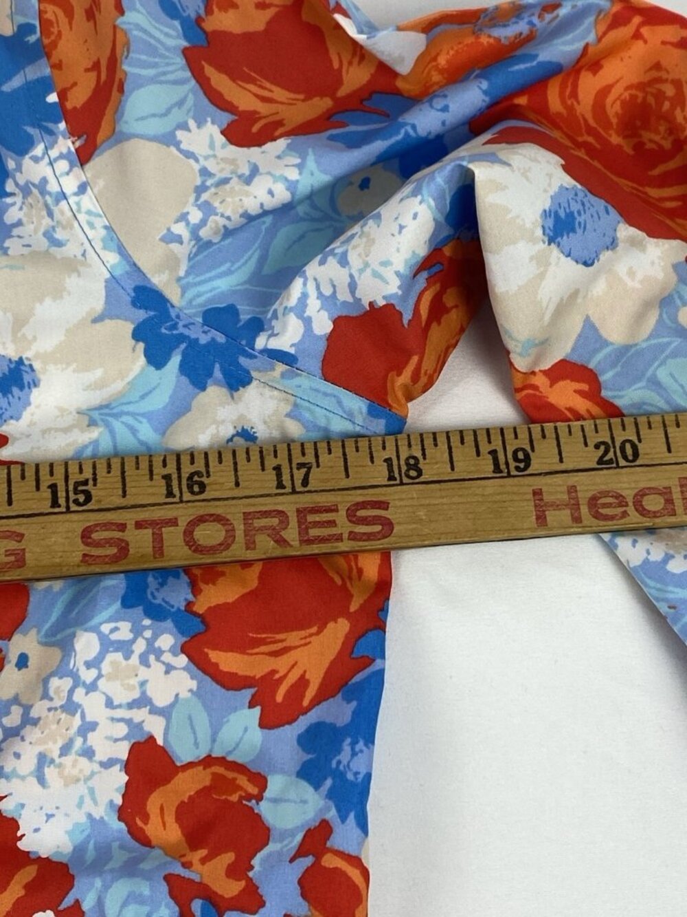 Lands End Size 2 No Iron Supima Cotton Blue Tangerine Zest Floral Button-Up Top - Picture 7 of 13